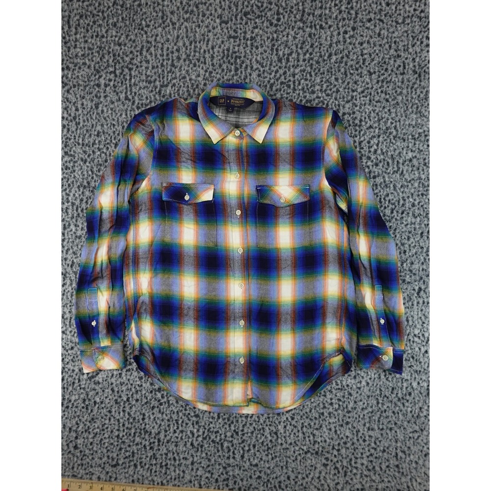 Gap Pendleton Plaid Button Down Shirt Womens Small Blue Multi Flannel Rayon